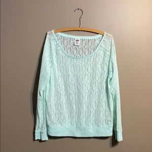 Pink by Victoria Secret Mint Green Lace Top L